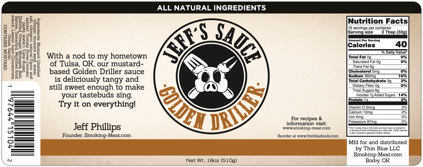 Jeff's Golden Driller Mustard BBQ Sauce – 12 Bottle Case